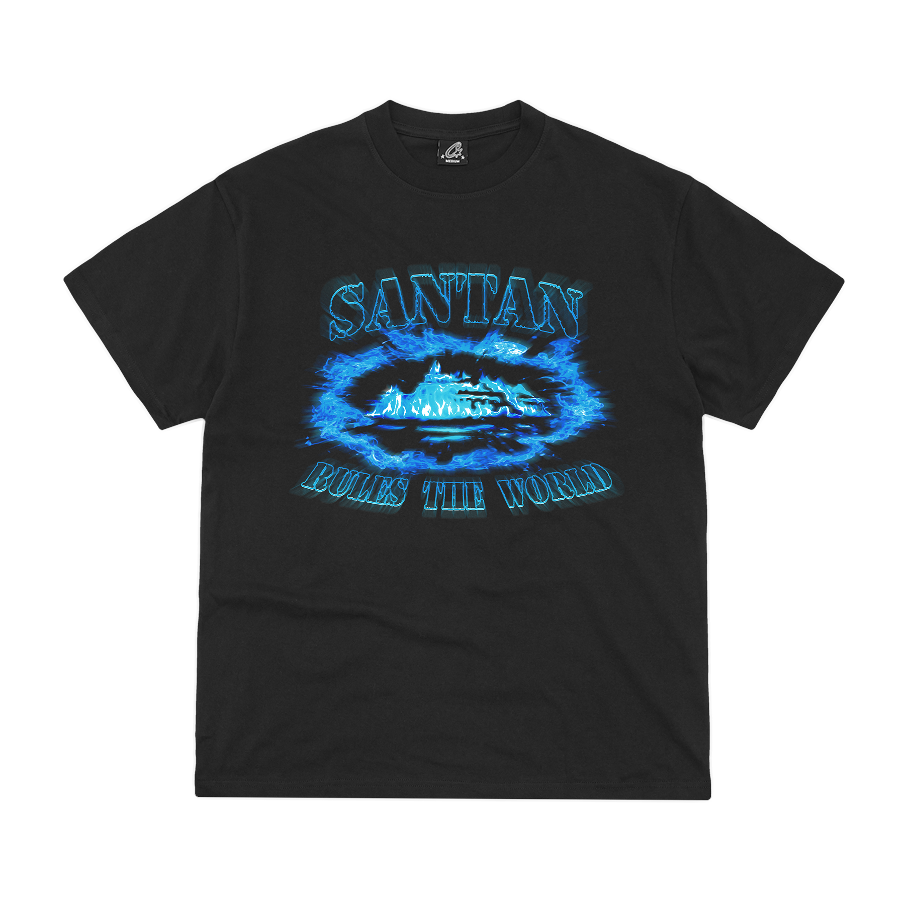 Santan Rules The World Alcatraz Tee (Black/Blue Flame)